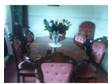 italian dinning table with 6 chairs, pink seats perfect....