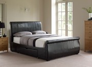 real leather sleigh bed